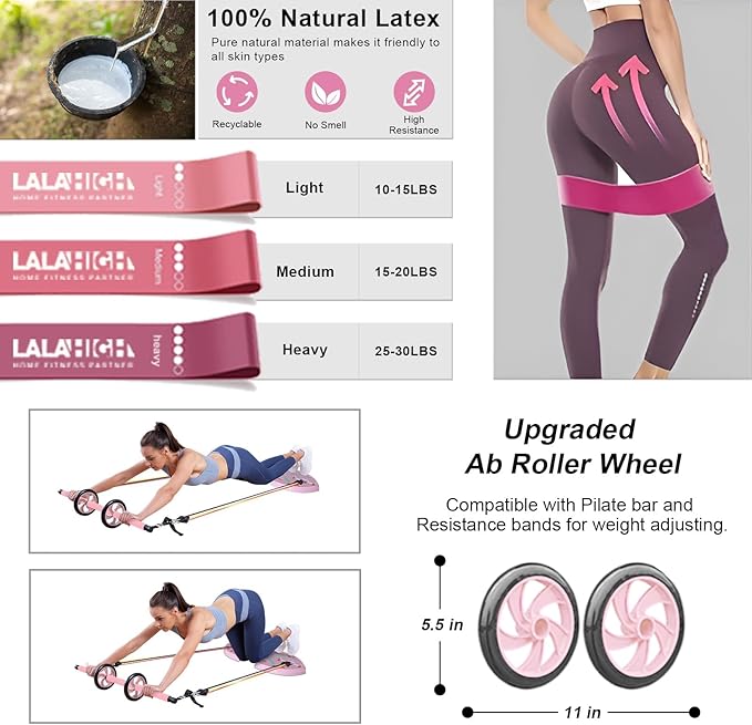 LALAHIGH Push Up Board,36 in 1 Home Gym Equipment with Ab Roller Wheel & Resistance Bands, Portable Foldable Workout Board for Full Body Strength Training Men Women,Gift for Boyfriend