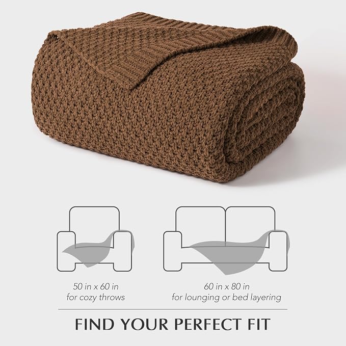 EVERGRACEHOME Chunky Chenille Knit Throw Blanket, 50 x 60, Burnt Orange | Sculpted Moss Stitch, Chic Modern Farmhouse, All-Season Warmth, OEKO-TEX® Certified, Elegant Blanket for Couch, Bed, Sofa