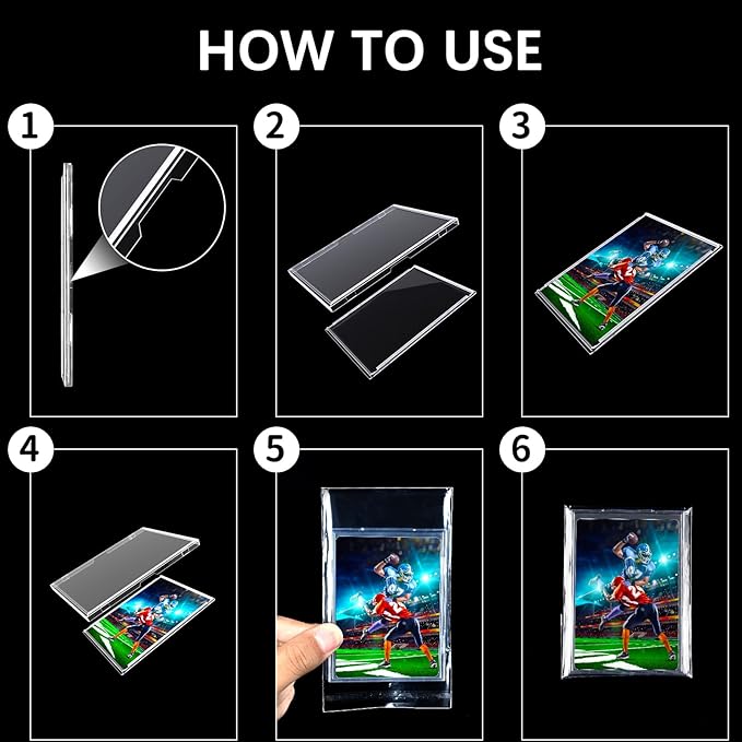 30-Pack Slim Card Holders - UV Protection Hard Plastic Cases for Sports Cards, Baseball Cards Collectibles, Anti-Scratch Trading Card Sleeves with Secure Closure