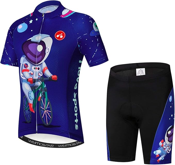Hotlion Kids Cycling Jersey Set Short Sleeve Boys Mountain Bike Shirt Girls Cartoon Bicycle Tops Childs for Riding Biking