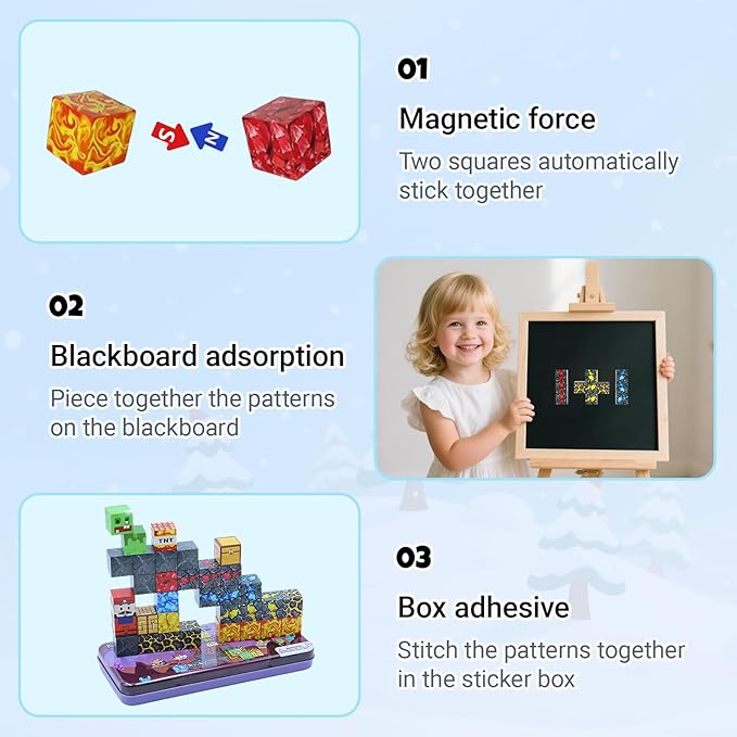 Magnetic Blocks Set, 35PCS Educational STEM Mine Tunnel Travel Building Toys for Kids 3+, Portable Magnetic Block with Metal Storage Box, Toddler Learning Toys for Boys Girls 4-8 Birthday Gift