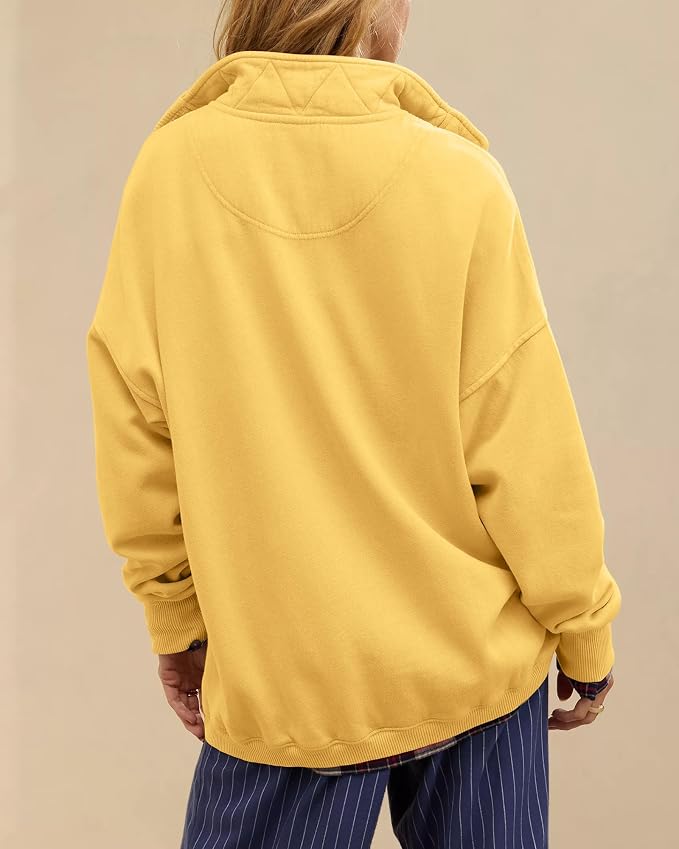 Gacaky Sweatshirt for Women Oversized Casual Long Sleeve Button Henley Neck Pullover Tops Fashion Outfits Clothes