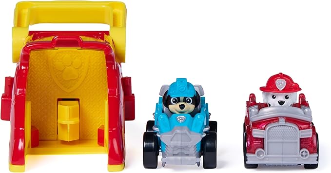PAW Patrol Marshall Pup Squad Launchers with Rex Vehicle 2-Pack, Kids Toys for Boys and Girls Ages 3 and Up