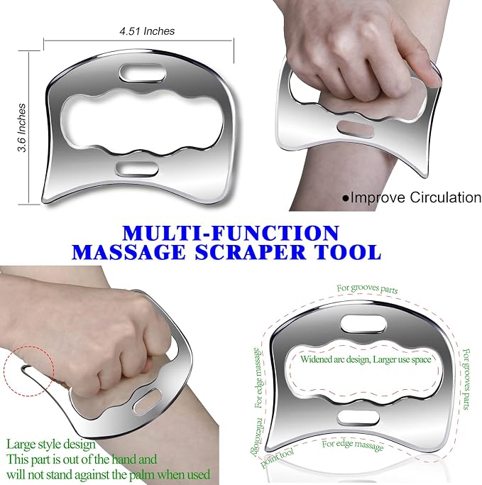 BYYDDIY 3 in 1 304Stainless Steel Muscle Scraper Tools Set,Scraping Massage Tools for Physical Therapy,Derma Edge Massage Tool & GuaSha Massage Scraper Tool,IASTM Tools,Guasha Tool for Body