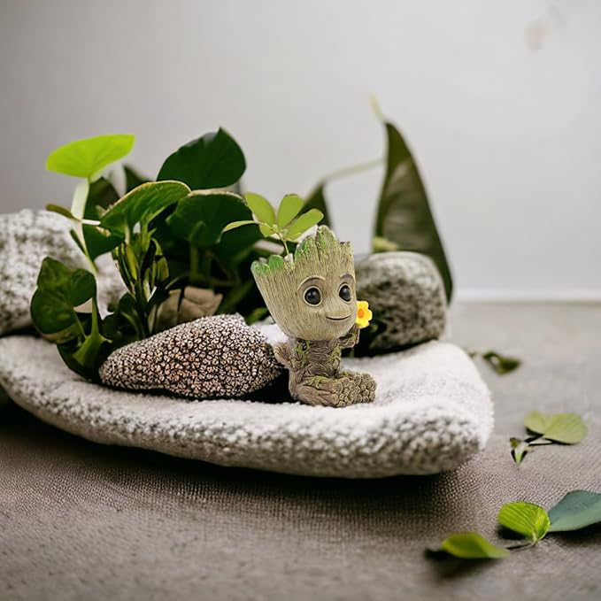 Mini Tree Men Figurine Miniature Model Home Accessories Decompression Artefact Kids (Flower Model)
