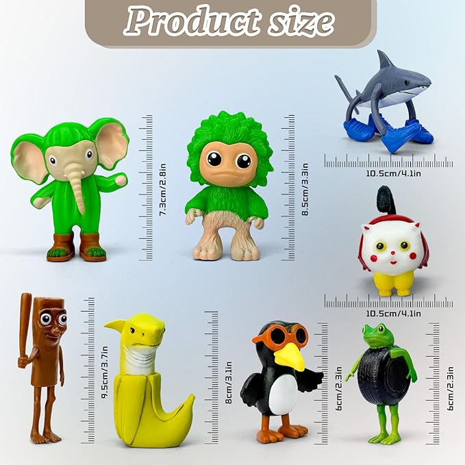 8Pcs Italian Brainrot Action Figures,Tralalero Travala Toy Set Tralalero Travala,Tung Tung Tung Sahur, Brr Brr Patapim - Brainrot fidget Toys,Decorations Gifts for Office Room Figurine Decor (8PCS-G)