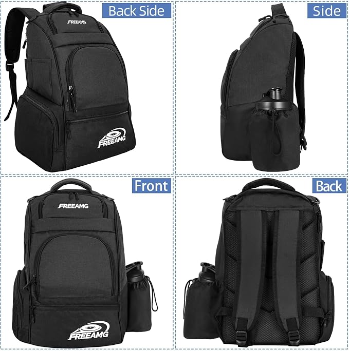Disc Golf Bag Holds 10-25+ Discs, Disc Golf Backpack, Large Capacity Golf Bags with Mutiple Pockets, Disc Golf Accessories or Great Gifts for Men (Black)