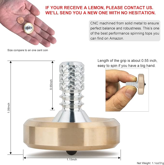 DjuiinoStar High Performance Spinning Top, Spins Forever (10 Minutes is Just A Piece of Cake for Skilled Adults), High End EDC Desktop Toy DST-808