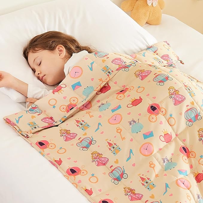 Weighted Blanket - 10 lbs Beige Princess Heavy Blanket - Small Size Breathable Lap Blanket(41"x60", 10 lbs)