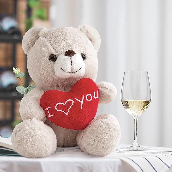 I Love You Teddy Bear for Girlfriend Stuffed Animals Cute Stuffed Teddy Bears for Girls Stuffed Bear Plush Toys Brown Teddy Bear Stuffed Animal Plushies, 12 Inch Bear Plushie Toy Animals