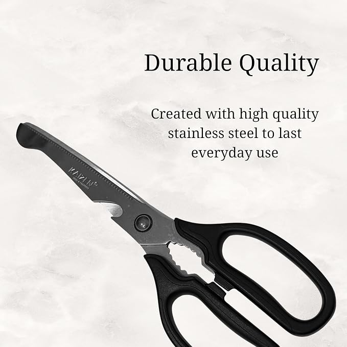 Korean BBQ Kalbi Meat Cutting Scissors Large All Purpose Stainless Steel Utility Kitchen Shears for Food, 9.5 Inch, Black