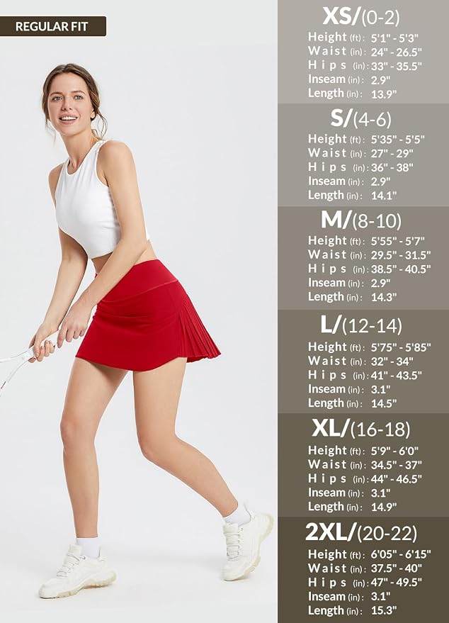 baleaf Tennis Skirt Pleated Golf Skorts with 3 Pockets | 14", Built in Shorts, High Waisted, Anti-slip Strip, Lightweight, for Athletic, Workout, Pickleball, Skorts for Women