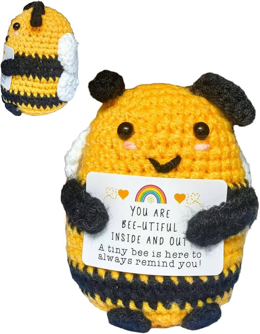 Birthday Gifts for Women Men Mon Dad,Thank You Emotional Support Crochet Bee for Friends, Positive Cute Handmade Animal Stuff, Funny Christmas Easter Present, Office/Home Decor