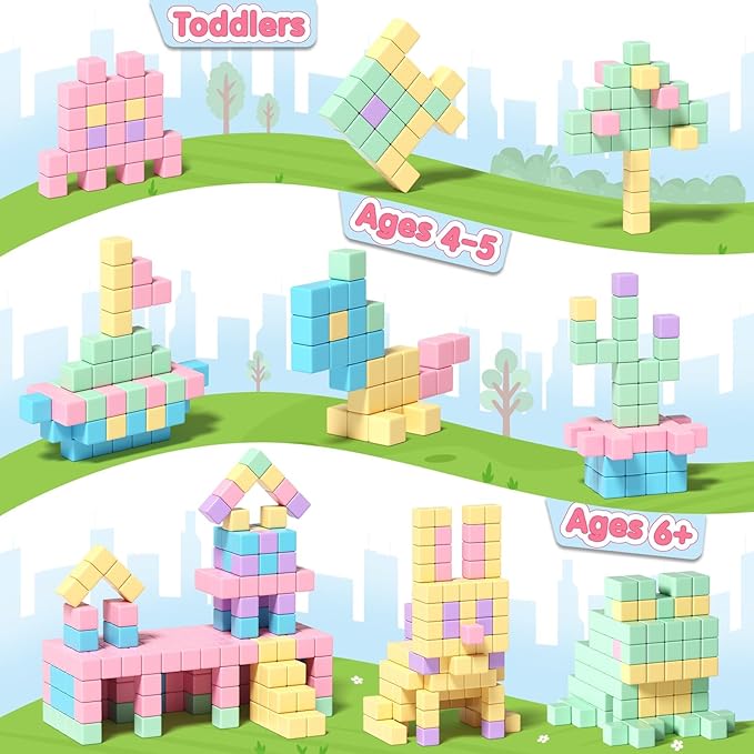 45PCS Magnetic Blocks - Toddler Girl Toys, Magnet Building Blocks, STEM Sensory Outdoor Autism Toys for 3-5 Year Old Boys & Girls, Magnetic Cubes Classroom Must Haves for Kids Ages 3+