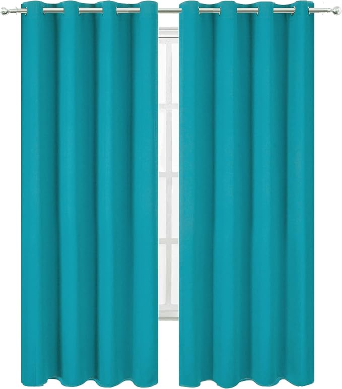 LEMOMO Teal/Turquoise Kids Blackout Curtains for Bedroom/52 X 84 Inch/Set of 2 Panels Thermal Insulated Living Room Curtains