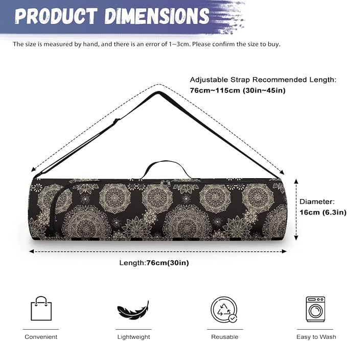 Yoga Mat Bags for Women Lightweight Gym Bag with Strap Full Zip Yoga Accessories