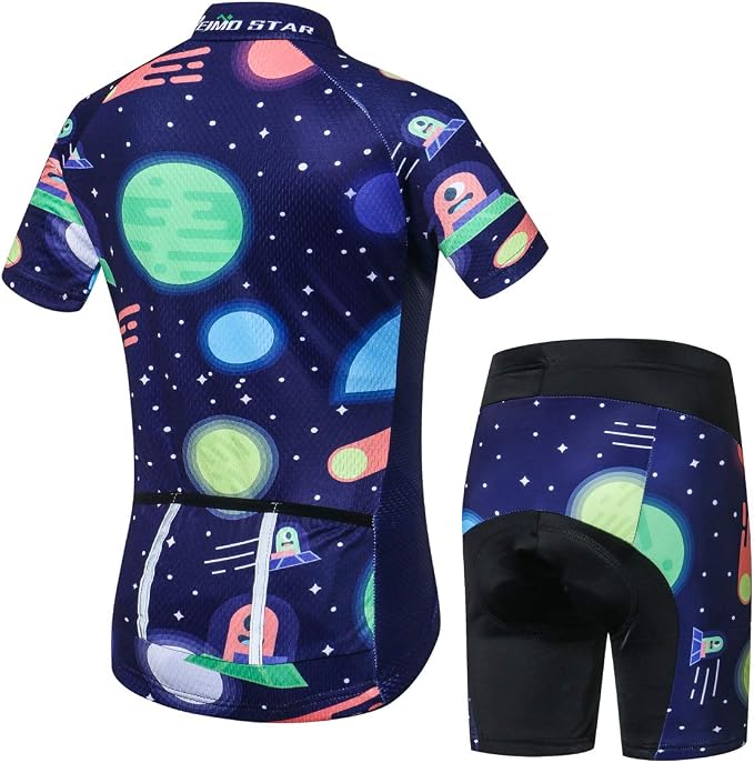 Hotlion Kids Cycling Jersey Set Short Sleeve Boys Mountain Bike Shirt Girls Cartoon Bicycle Tops Childs for Riding Biking