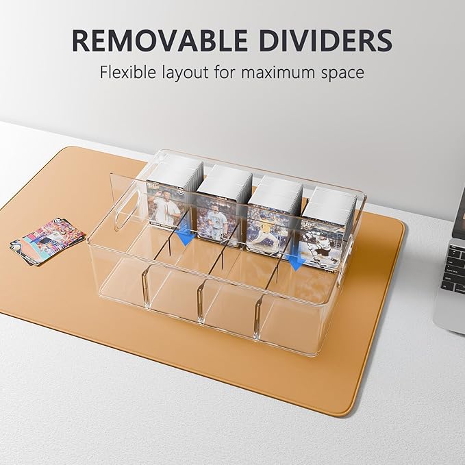 Trading Card Storage Box - Clear Large Storage Organizer Holds 3200 Cards with Foam Inserts Blocks – Display Case for TCG, MTG & Sports Cards (1-Pack)