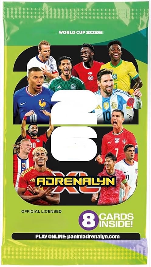 Adrenalyn XL Panini World Cup 2026 Pack of 8 Soccer Cards Look for Top Stars Like Ronaldo, Messi, Yamal and More!