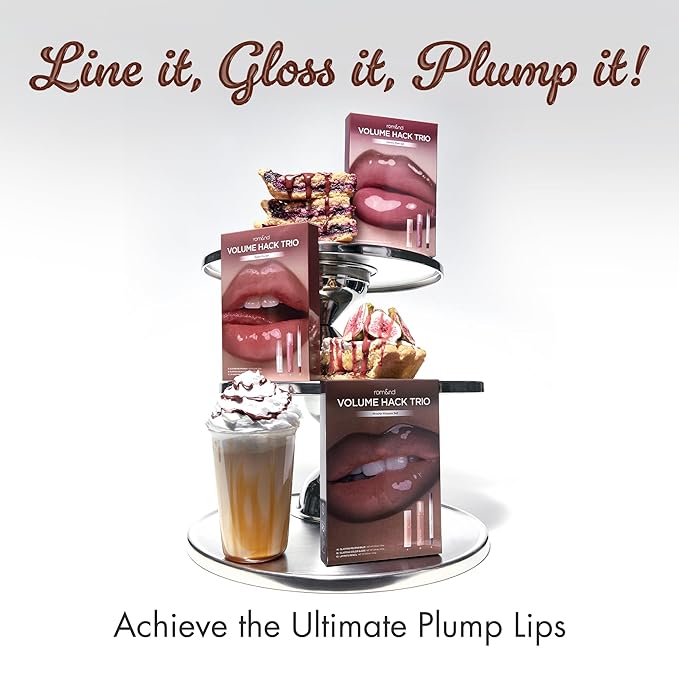 rom&nd Volume Hack Trio Glazed Plum Lip Set | Plumping, Hydrating K-Beauty Lip Kit for High-Shine, Irresistible Pouts