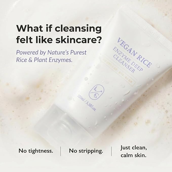 LICORNE Vegan Rice Enzyme Deep Cleanser – Enzyme Foaming Cleanser, Korean Face Wash, Gentle Facial Cleanser with Rice Bran Extract, Hydrating Daily Face Wash for Smooth Skin