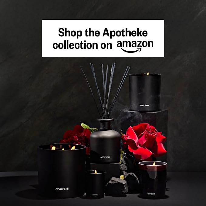 Apotheke 3-Wick Scented Candles for Home, Charcoal Rouge - 26 oz Soy Wax Jar Candle Gift for Women - Long-Lasting Fragrance with Perfume-Grade Essential Oils - Birch Wood, Elemi, Damask Rose & Smoke