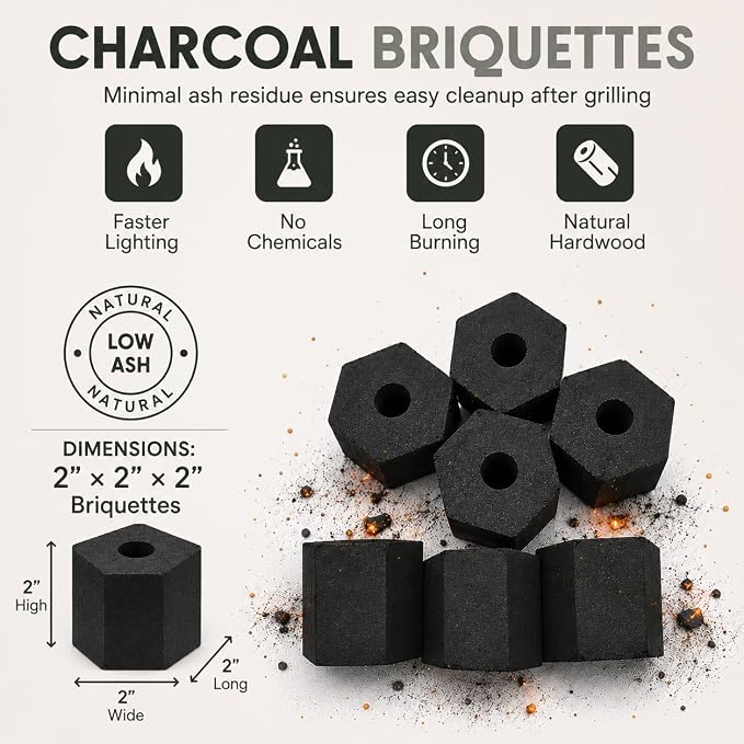 Dong LIM Binchotan Style Charcoal Briquettes, 10lbs (4.4kg) | High heat, low ash, long burning. Perfect for Japanese & Korean BBQ, Weber kettles, & kamado grills
