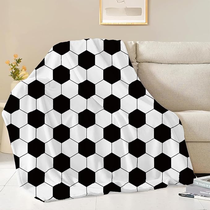 NEWCOSPLAY Throw Blanket Cute Soft Aesthetic Fleece Blanket for Kids Girls Boys Teens Cozy Blanket for Bed Couch Camping (Football, Throw(50"x60"))