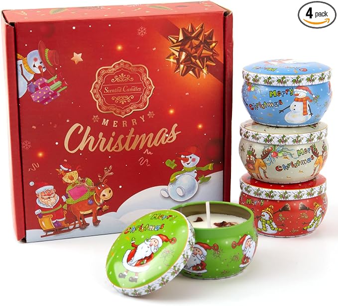 4PCS Scented Candle Set (Lavender, Lemon, Rose, Freesia) | soy candles for holiday home decor, bath, yoga, stocking stuffers and gifts for women.