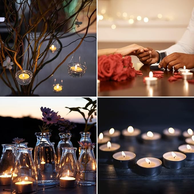 Unscented Tealight Candles, 100 Pack Bulk Tea Lights, 4 Hours Long Burning, Smokeless White Votive Candles for Home Décor, Wedding, Party, Spa, Emergency, Holiday & Everyday Use | Mini Candles Bulk