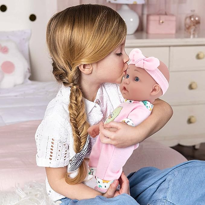 UNICORN ELEMENT 12 Inch Baby Doll and Clothes and Accessories，inches 12 inch New Born Vinyl Baby Dolls, 2 Sets of Doll Clothes, Diapers, Feeding Bottle, Pacifier, Toddlers 3+ Years