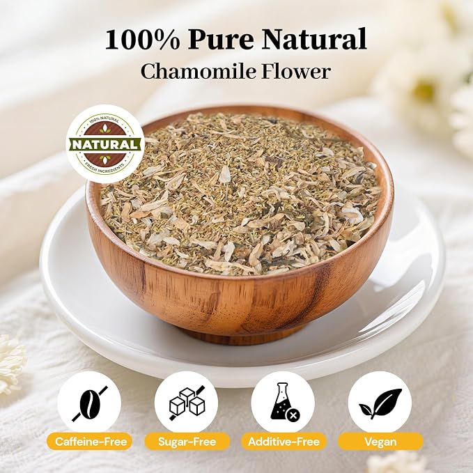 Chamomile Tea Bags, 100% Natural Dried Chamomile Tea Flowers Loose Leaf Premium Herbal Tea No Sugar/Gluten, Caffeine Free-50 Count (Pack of 1)