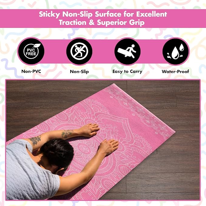 HOME ARCHIVE Premium Yoga Mat 6mm Print Reversible Extra Thick and Large Non Slip Exercise & Fitness Mat for All Types of Yoga Pilates & Floor Workouts (78" x 24" x 6mm Thick)