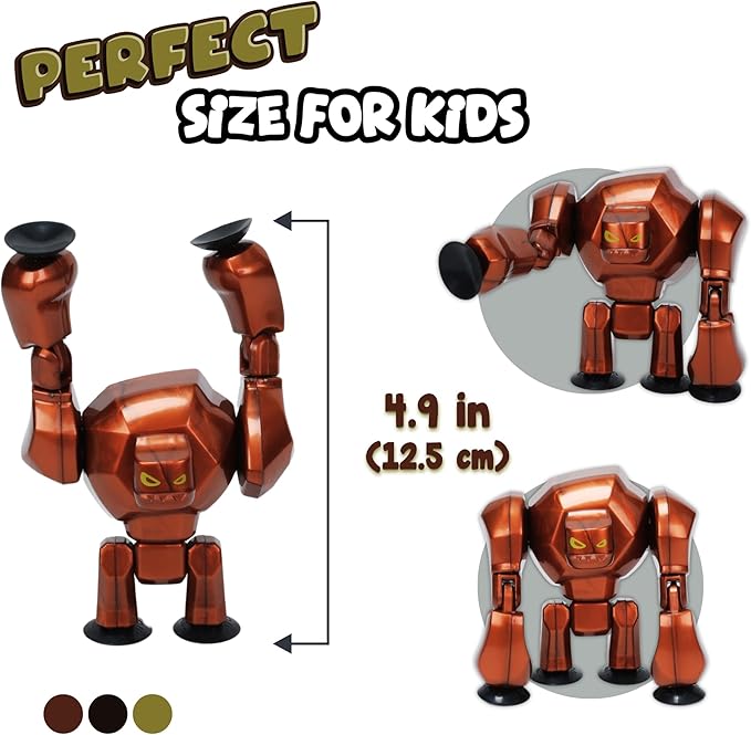 Zing StikBot & Mega Monster Stop-Motion Animation Pack – Exclusive Butter Yellow StikBot + Bronze Gigantus Figure, Creative Toy for Kids Age 4+