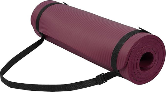 Peekabu 1 or 1/2 Inch Yoga Mat Thick Exercise Workout Mat with Extra Carry Strap Non-slip Fitness Mat Gym Pilates Mat for Stretching & Floor Home Workout Outdoor Training