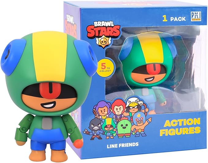 P.M.I. Brawl Stars Action Figure | 4.5" Collectible Toy with Movable Arms & Legs | Includes Leon, Crow, Spike, or Colt (Random) | Official Licensed Merchandise for Gamers & Fans