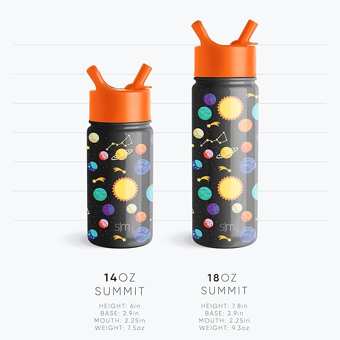 Simple Modern Kids Summit Water Bottle with Straw Lid | Marvel 14oz Stainless Steel Cup Insulated Tumbler for Girls, Boys, School | Captain Marvel