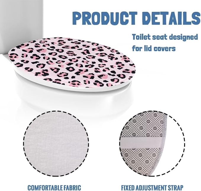 Leopard Print Toilet Seat Covers for Bathroom Pink Leopard Print Toilet Seat Cushion Cover Replacement for Bathroom Decor Machine Washable Toilet Lid Cover Elongated,Easy to Clean