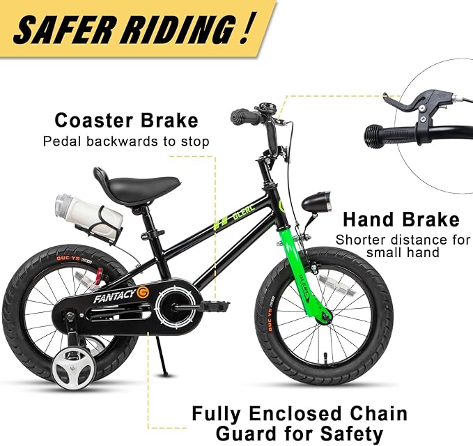 Glerc Fantacy Kids Bike, 12-20 Inch Children Bicycle for 2-13 Years Old Boys Girls, Kids Bicycle with Water Bottle Holder & Headlight & Training Wheels, Multiple Colors