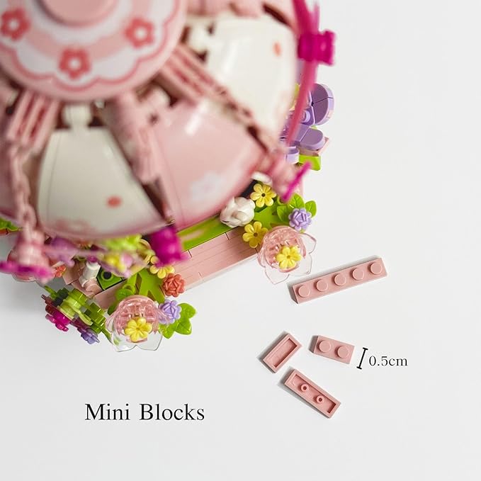 Hot Air Balloon with Flowers Cherry Blossom mini Building Blocks Set, Brithdays Gifts for Girls Adults Women,Creative Building Toys for Kids 8-14+(790pcs)