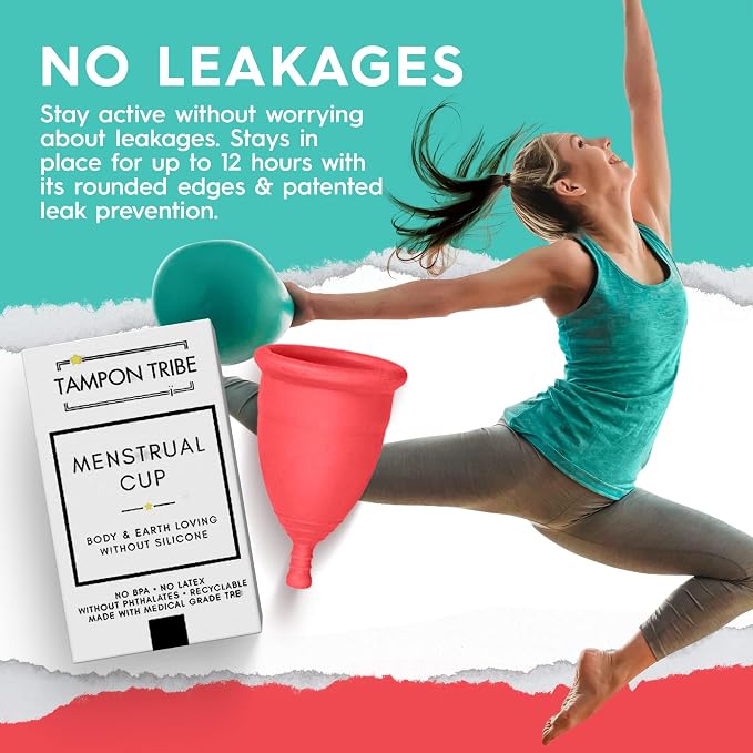 Tampon Tribe Organic Menstrual Cup for Women | Vegan Period Cup | 100% Free of Silicone, Toxins, & Chemicals - Crafted from Medical-Grade TPE | Patented Leak-Free Technology (25mL Capacity)