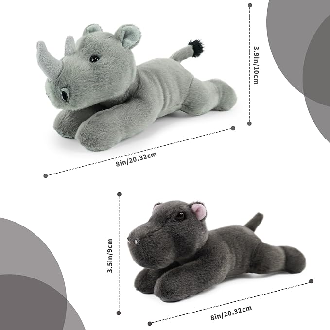 Stuffed Animal for Kids,8 inch Realistic Animal Plush Toy Lying Down Posture Animals,Plush for Boys Girls Adult Birthday Hug Teaching(S-Hippo)