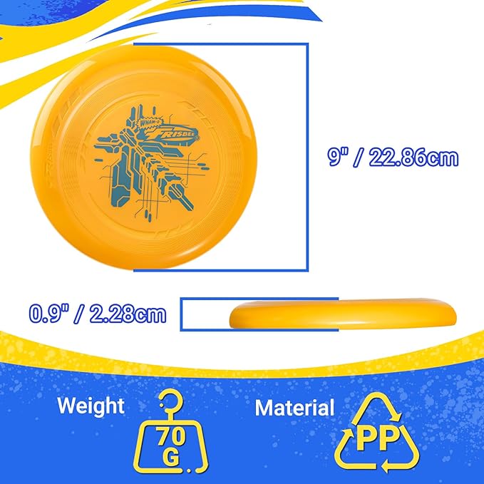 Frisbee Go Flying Disc, 9 Inch Lightweight Sports Disc for Beginners Outdoor Beach Backyard Lawn Park Camping Family Activity Game - 70g