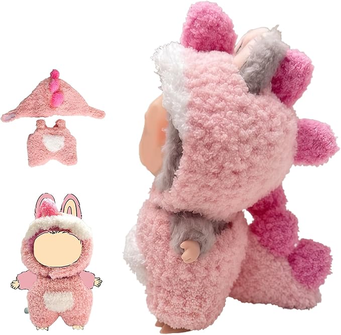 Doll Clothes Cute 17cm Doll Pink Dinosaurs Outfits for Clothes Set Faking Animal Style Jumpsuit Halloween Dolls Outfit Accessories