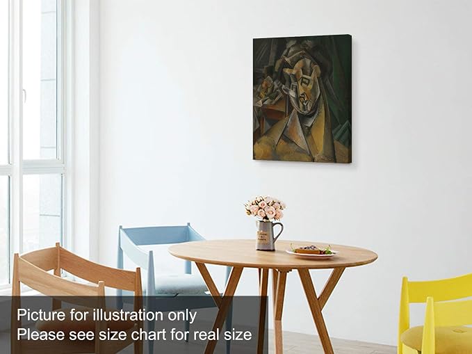Niwo ART - Woman with Mustard Pot, World's Most Famous Paintings Series, Canvas Wall Art Home Decor, Gallery Wrapped, Stretched, Framed Ready to Hang (16"x12"x3/4")