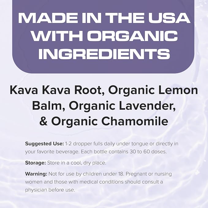 DropRx Calm - Organic Calming Supplement for Adults - Kava Kava, Lemon Balm, Lavender & Chamomile Liquid Drops - Herbal Relaxation Blend - Natural Sleep & Zen Support (2 fl oz)