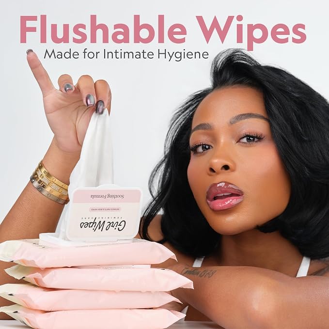 Girl Wipes Flushable Intimate Wipes for Women – Fragrance Free, pH Balanced Feminine Hygiene Wipes for Sensitive Skin, Hypoallergenic, Gynecologist & Dermatologist Approved, Vegan (4-Pack)