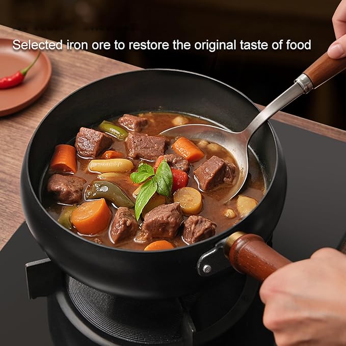 Carbon Steel Wok Pan, 10.2 INCH Nonstick Pre-Seasoned Woks & Stir-Fry Pans with Lid, No Chemical Coating Wok Flat Bottom Small Handmade Chinese Wok for Induction, Gas, Electric & All Stoves