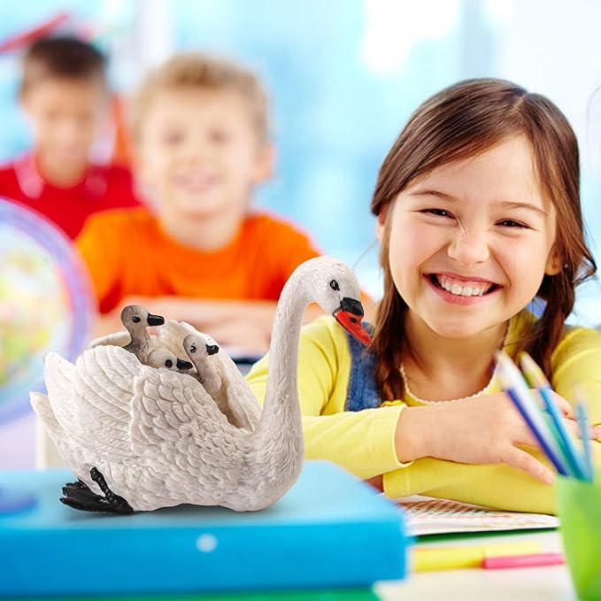LC JoyCre White Swan Toys Geese Figurine for Kids Animal Figure for Toddlers Preschool Animals Figures Eduactional Project Diorama Model Toy for Kids 3 4 5 6