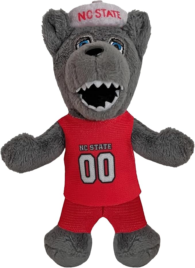 Bobbi-Dobbiez Attachable Plushie NC State Mr. Wuf Mascot – Attaches to Backpacks, Bags, Shoes, Water Bottles, and More